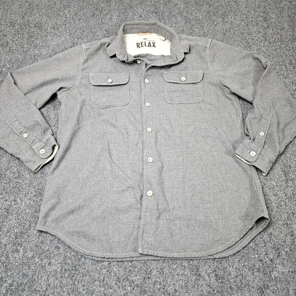 Tommy Bahama Button Up Shirt Medium Gray Relax Long Sleeve 100% Cotton MidWeight - Picture 1 of 8